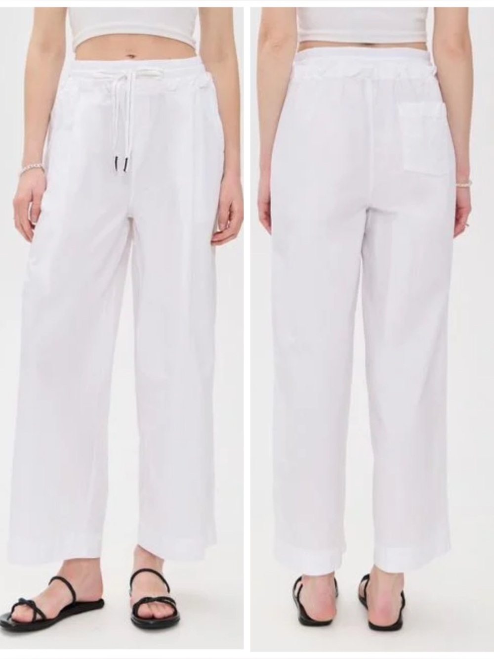 NWT Stateside White Fine Poplin Waist Drawstring Pants